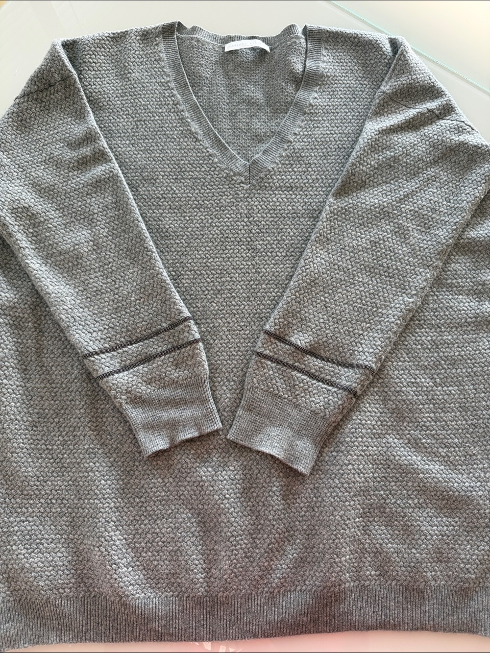 Fabiana Filippi Gray V-Neck Knit Sweater